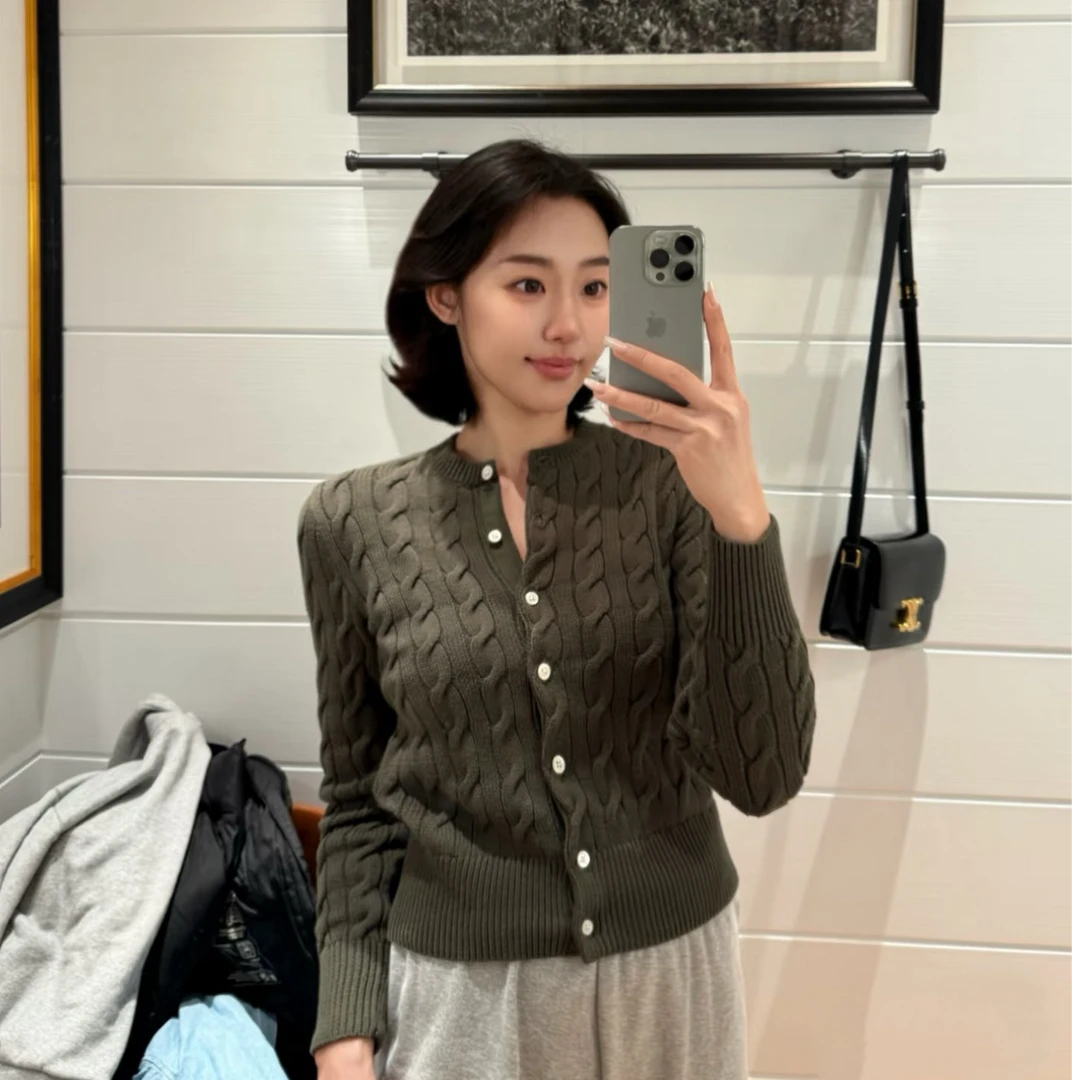 BSYPIN/伯尚优品 老钱风圆领针织开衫女款棉线百搭气质款 BS24194