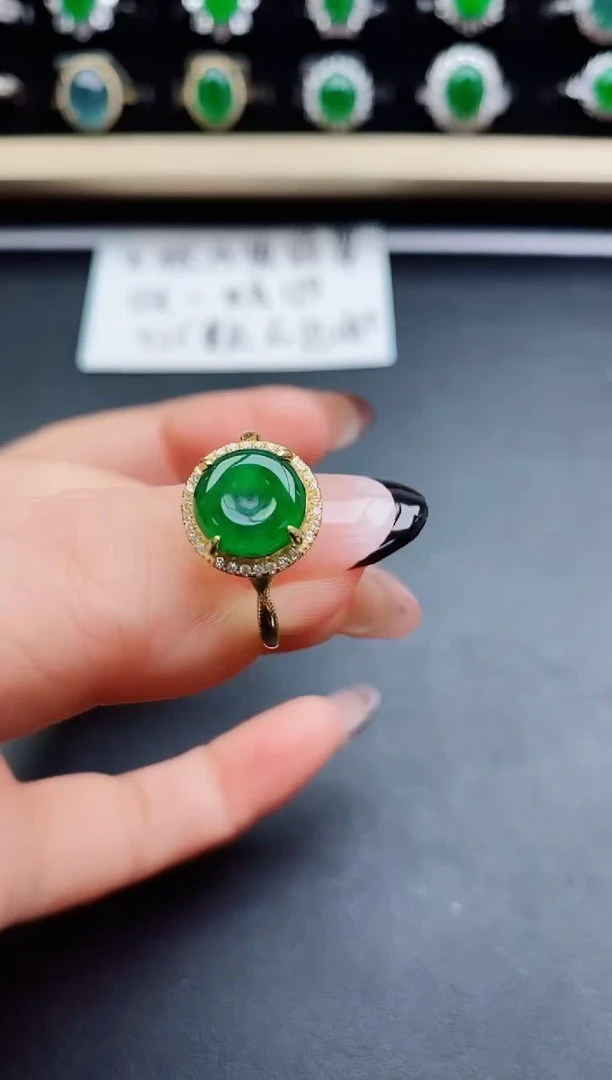翡翠戒指银S925镶嵌50800