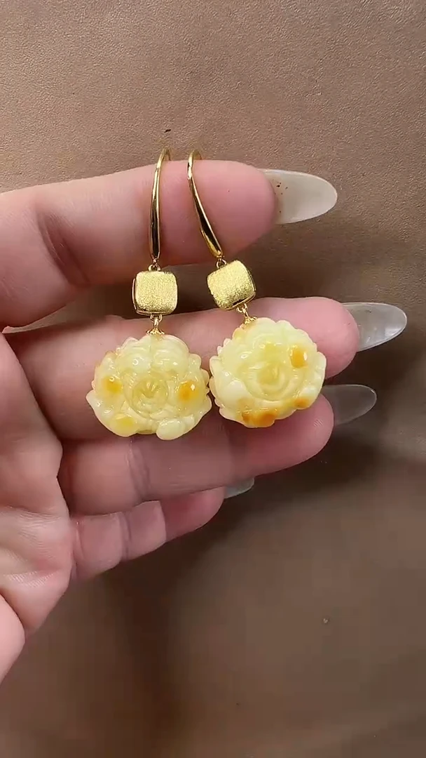 琥珀颈饰未镶嵌耳环