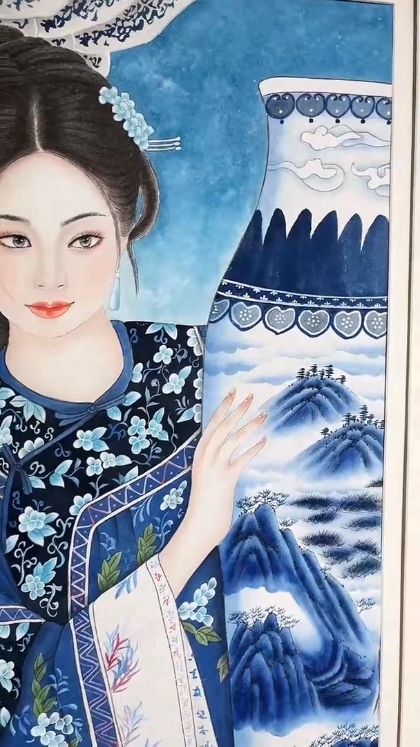国画宋轲-4.8平尺-工笔人物-带框-《心像无界》-《中华英才》