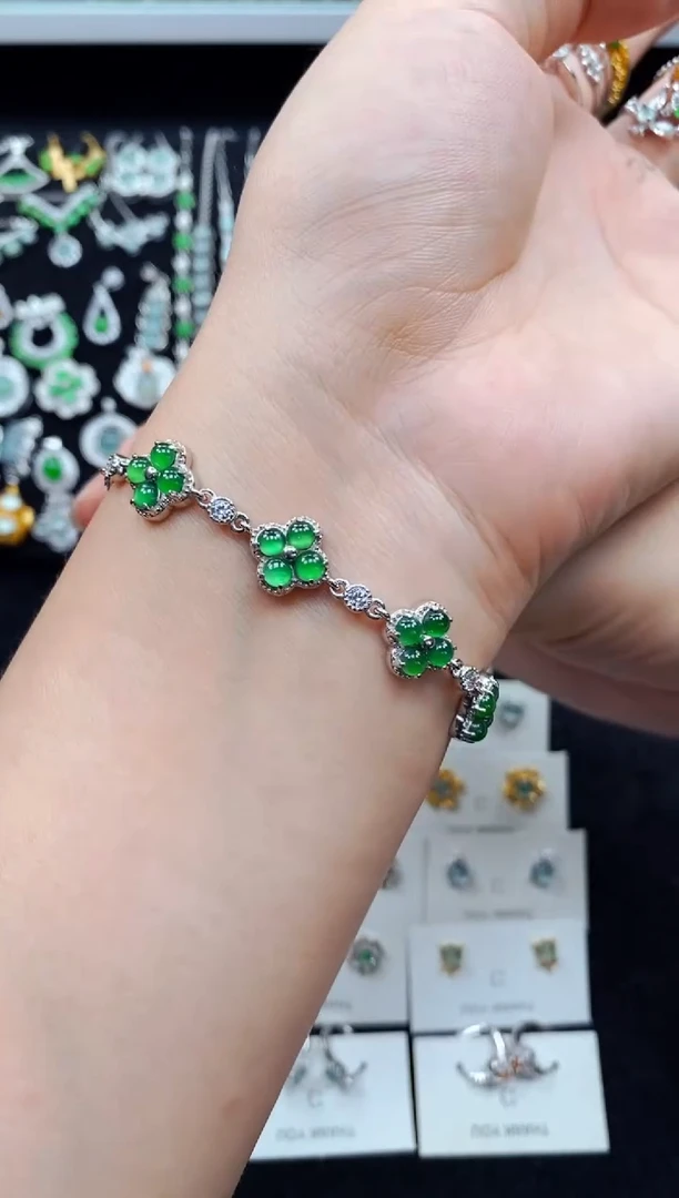 银S925镶嵌手链翡翠5877