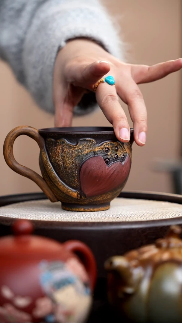 茶壶紫砂紫泥荷叶公道杯