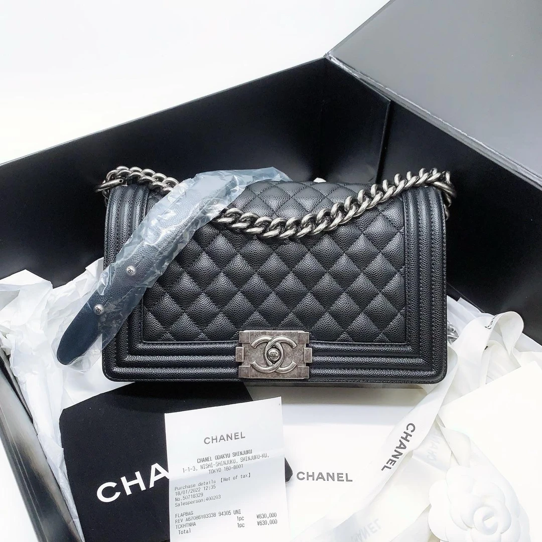 95新 Chanel/香奈儿 leboy黑银/单肩包C21/470900