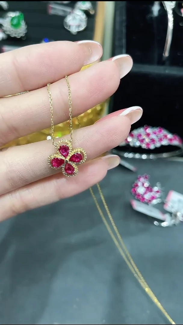 项链18K金镶嵌红宝石1
