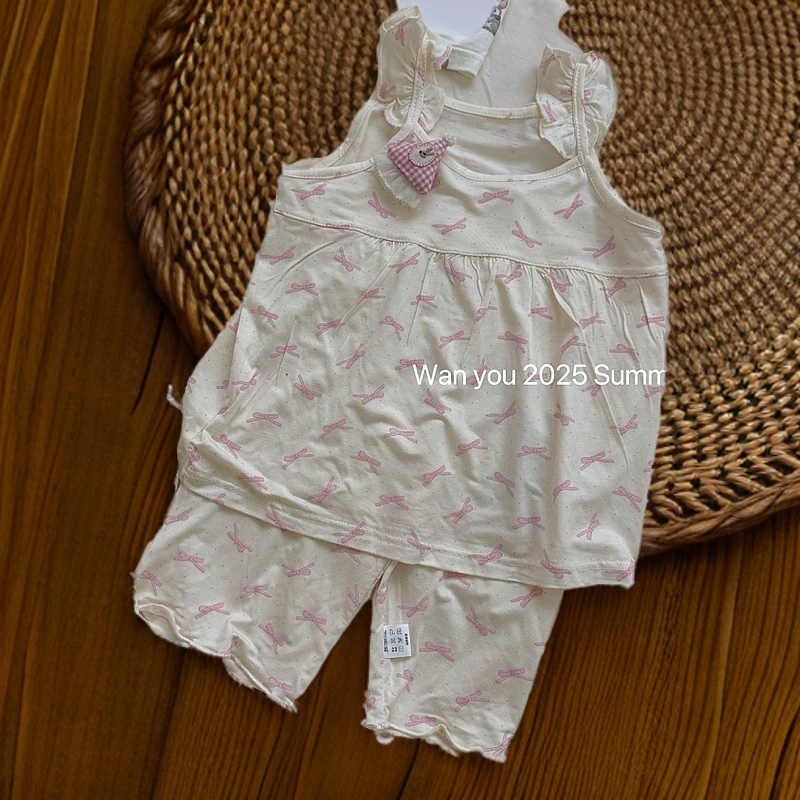 WY2169粉色蝴蝶结吊带套装（粉色）