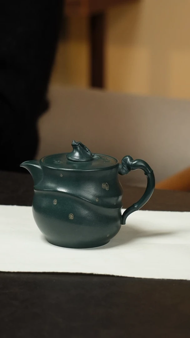 茶壶紫砂秀竹绿泥紫砂壶（裴超）