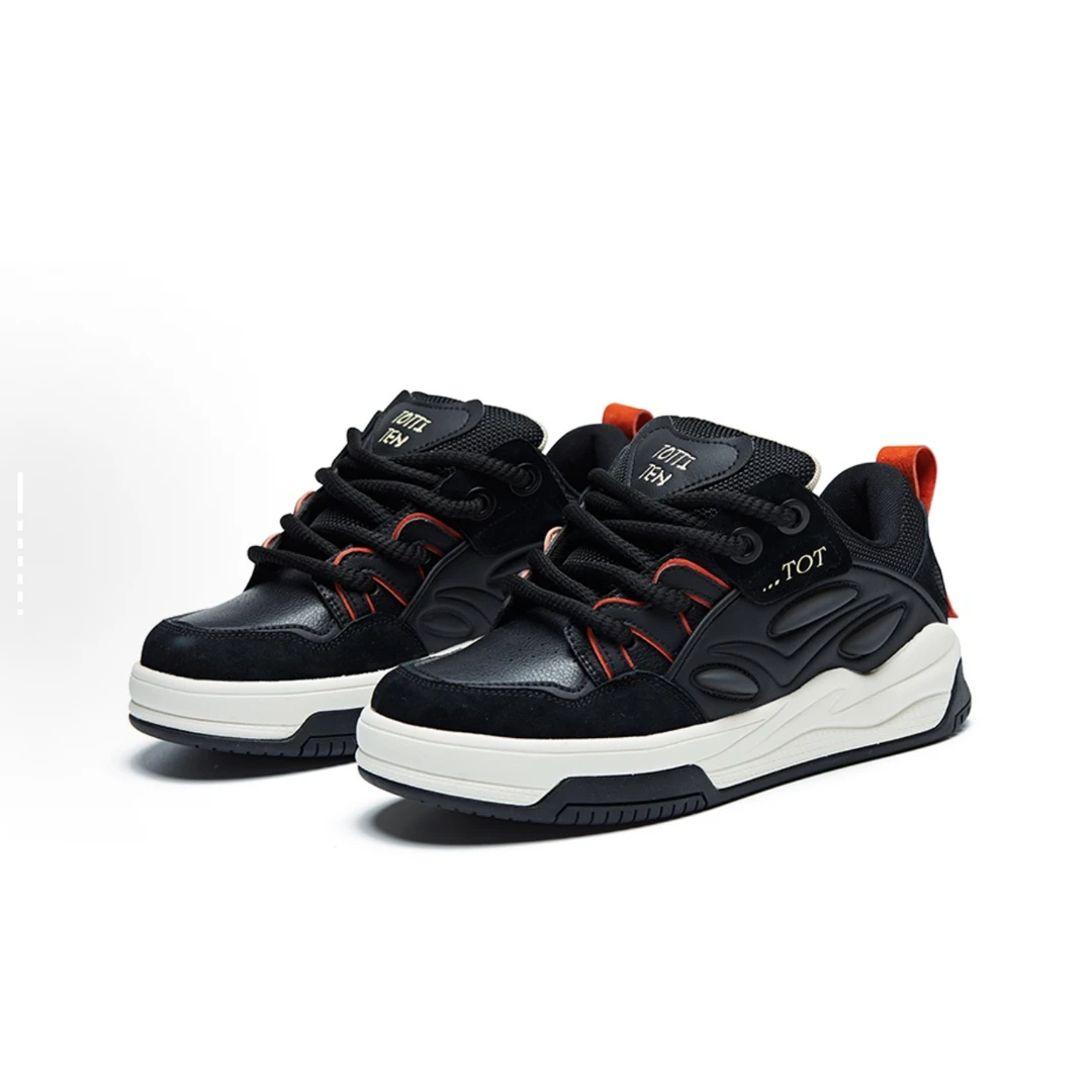 【TOT001-黑色】厚底增高低帮面包板鞋 男女同款[Y/C]