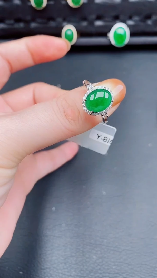 【闪购商品】翡翠戒指银S925镶嵌天然a货翡翠311