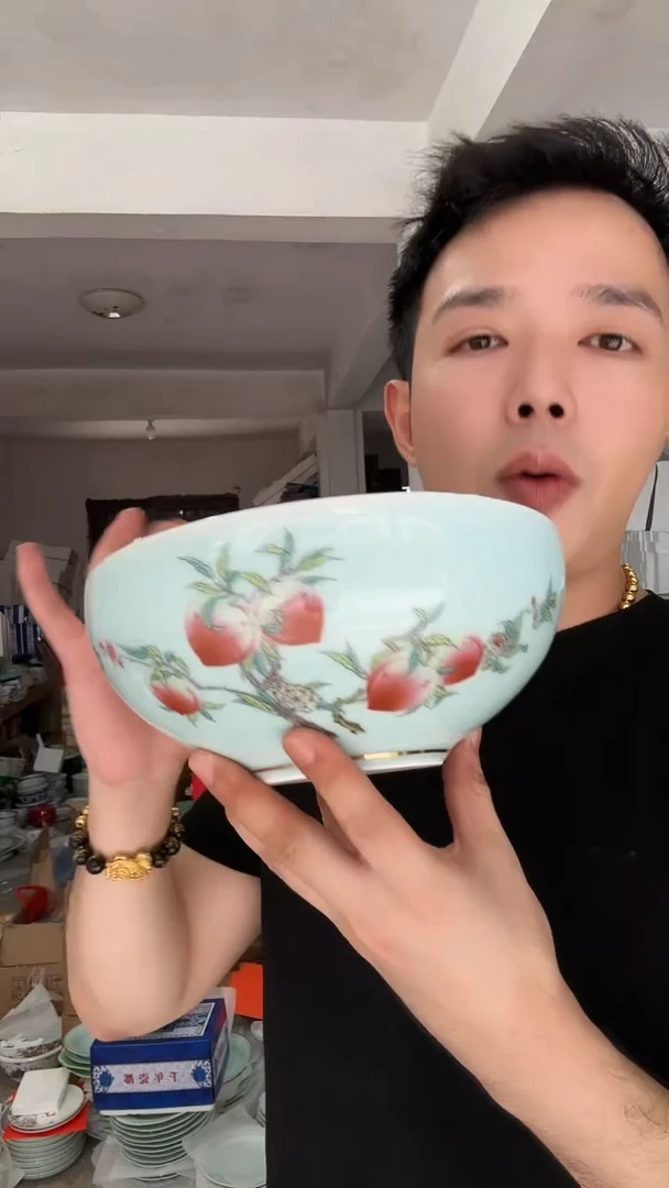 瓷片兰**?寿桃大号汤碗高货