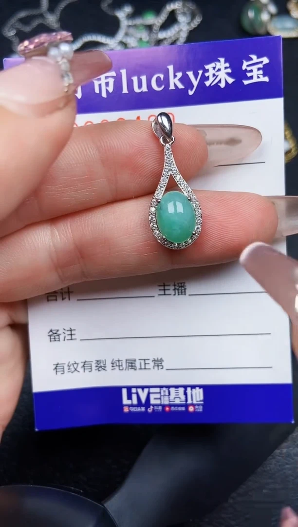 翡翠银S925镶嵌颈饰2480