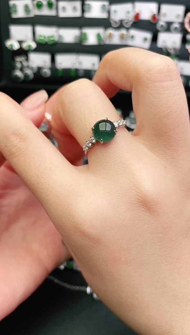 银S925镶嵌戒指翡翠0