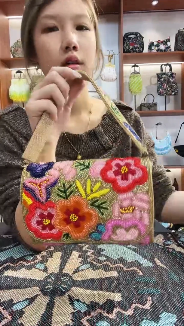 织物12号（多色可选）手工珠珠包包腋下斜跨包手拿包手提晚宴包