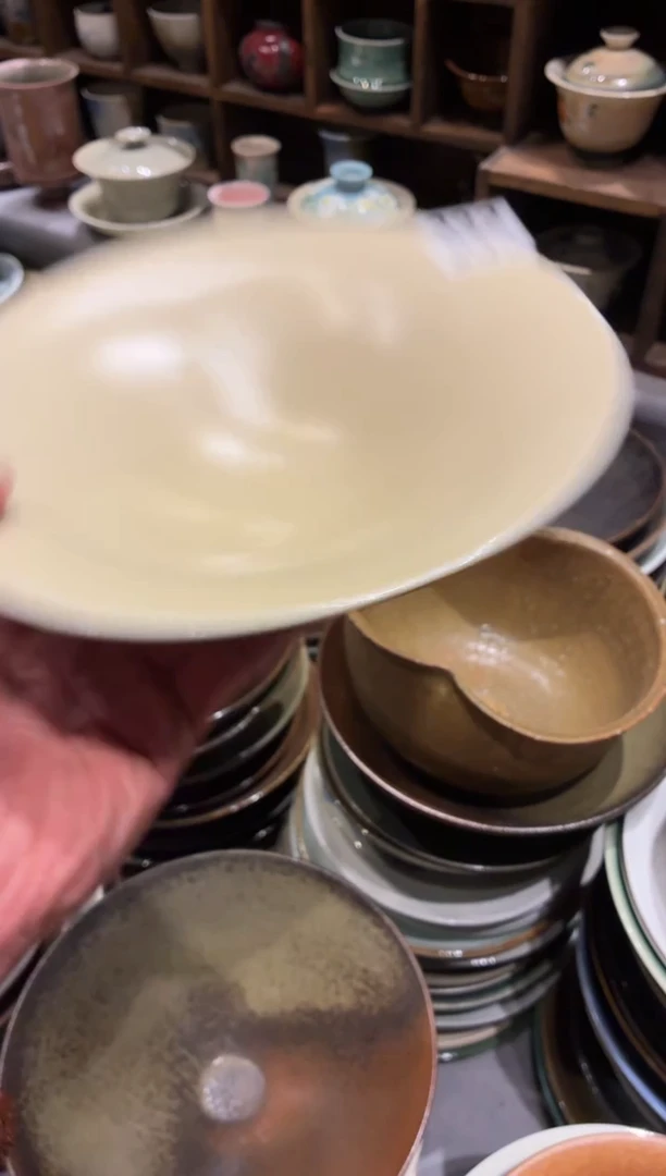 瓷片周*若232微瑕酷金喇叭盘1个