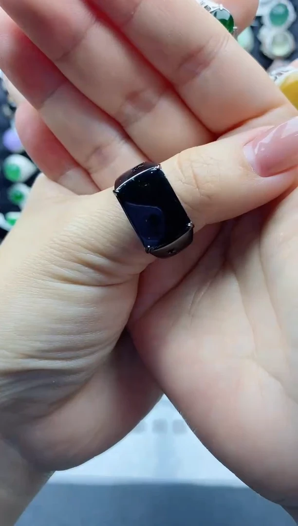 【闪购商品】翡翠戒指银S925镶嵌天然翡翠男戒