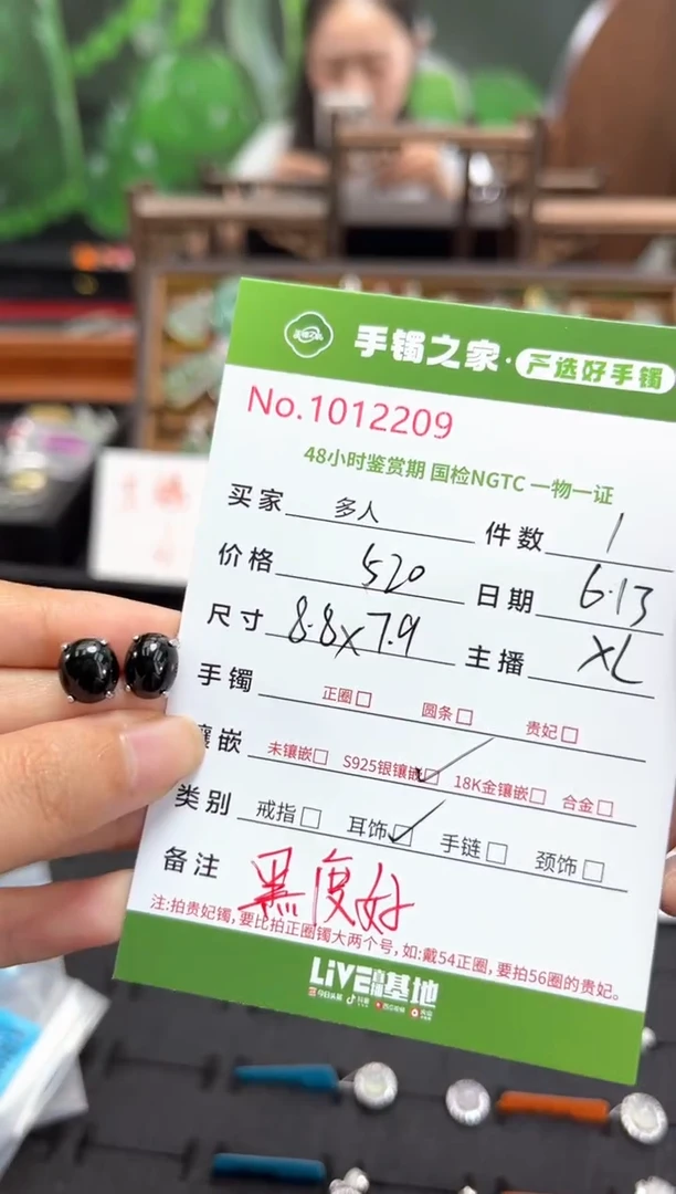 翡翠银S925镶嵌耳饰多人