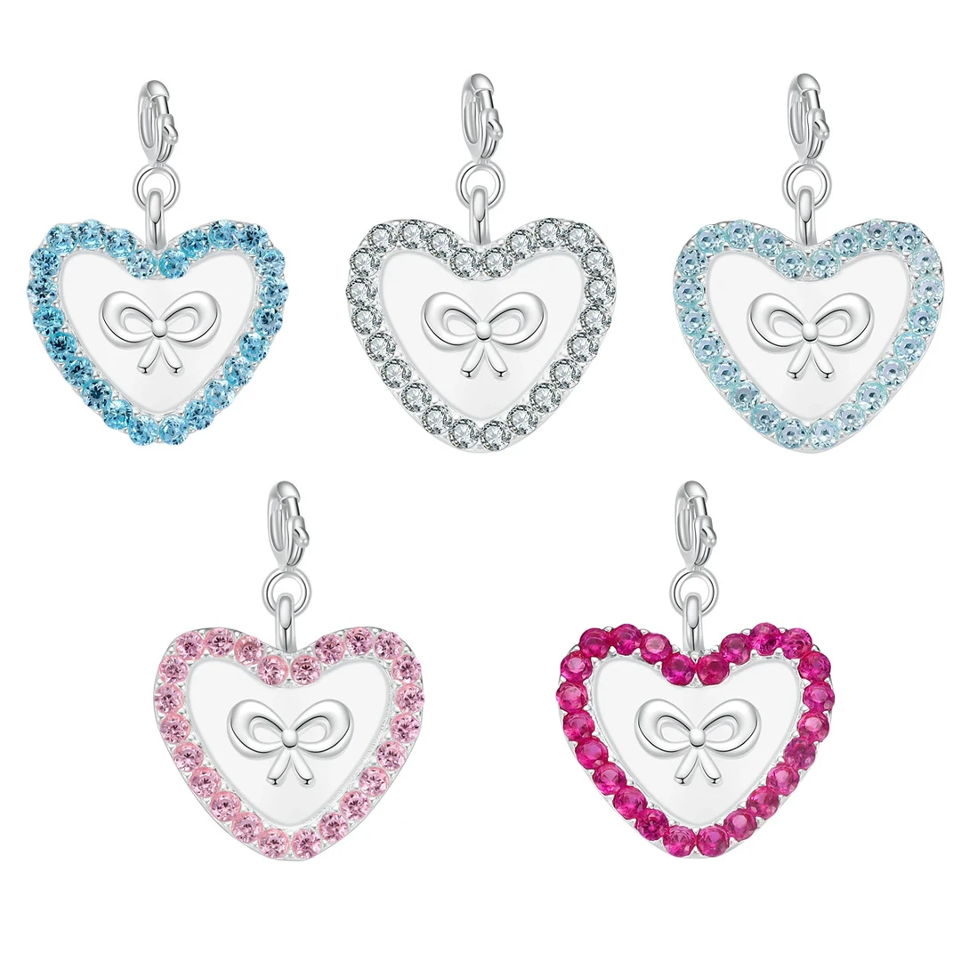 吊坠925银锆石 爱心蝴蝶结吊坠原创小众设计简约INS气质锆石项饰