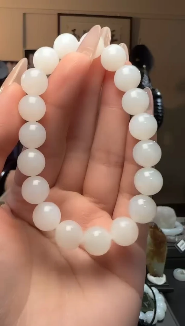 【闪购商品】和田玉手串未镶嵌白玉圆珠