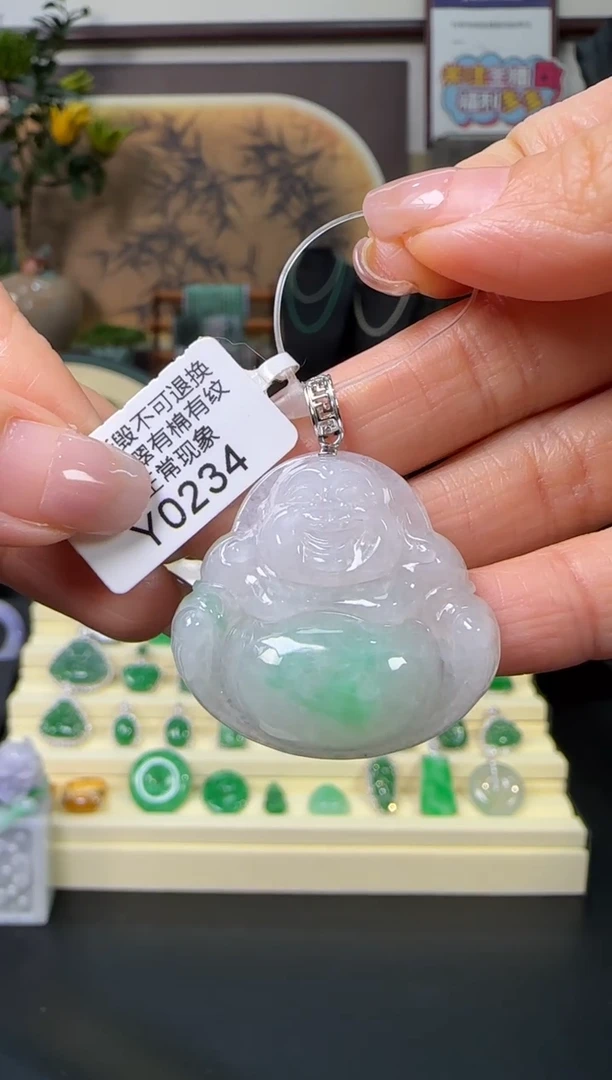 颈饰18K金镶嵌翡翠Y0234  佛公