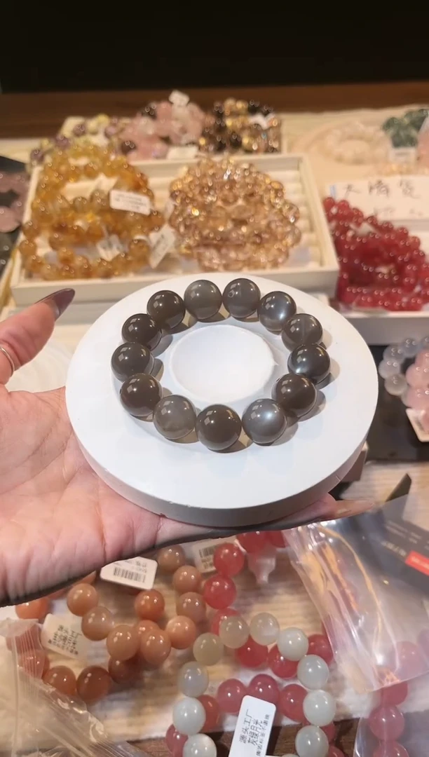 合成欧泊未镶嵌手串小**?多样性发一Q52深灰月光15mm+