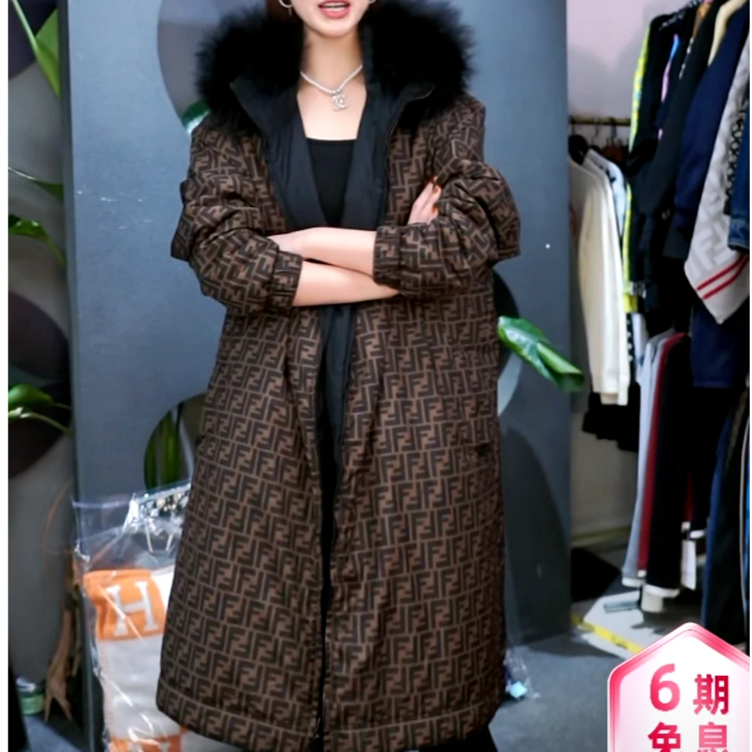 99新 FENDI/芬迪 积分-500/汤/P205335142/双面穿满印棉服 M码