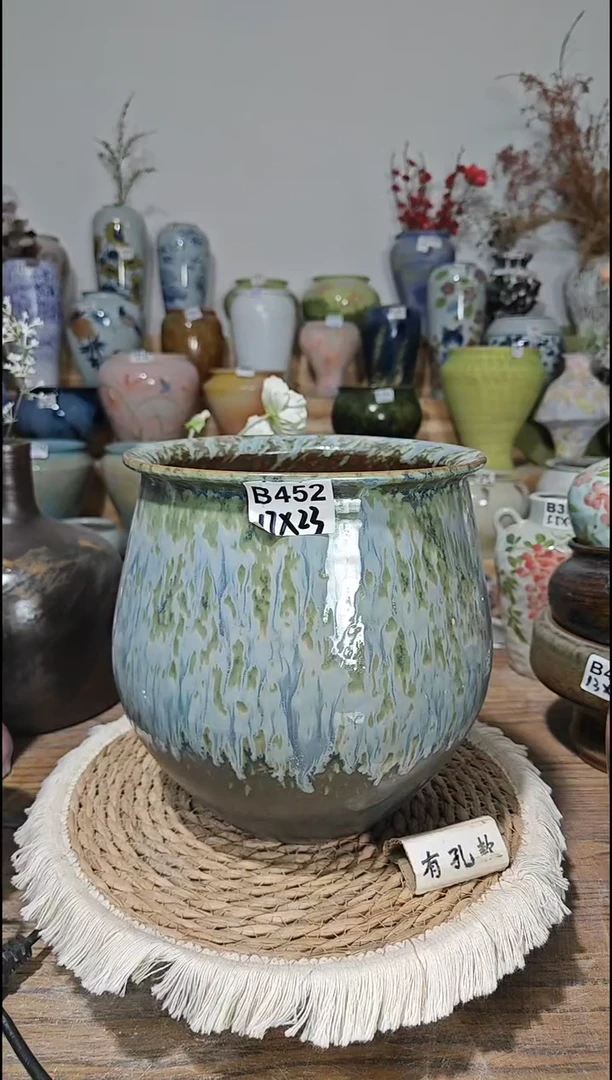 景德镇瓷韵陶瓷花盆  B452 手工制品 完美主义者慎拍