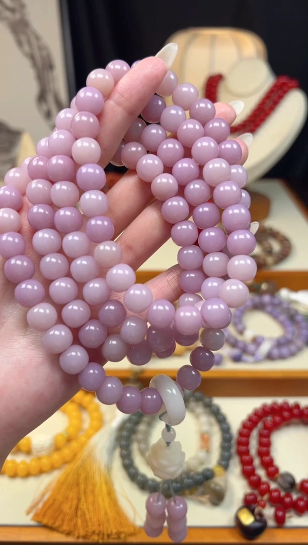 白玉菩提手串紫菩提多圈108莲花