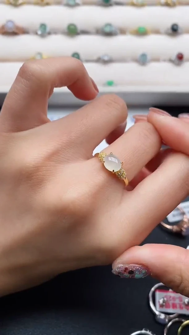 银S925镶嵌戒指翡翠55555555+5