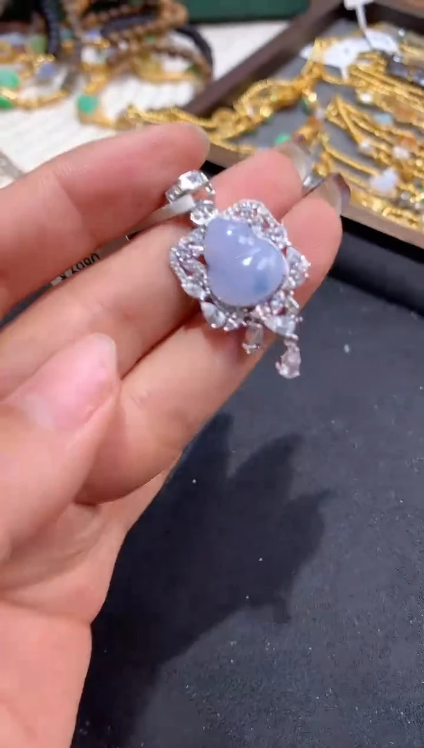 吊坠(不含链)银S925镶嵌翡翠【挽石珠宝】葫芦