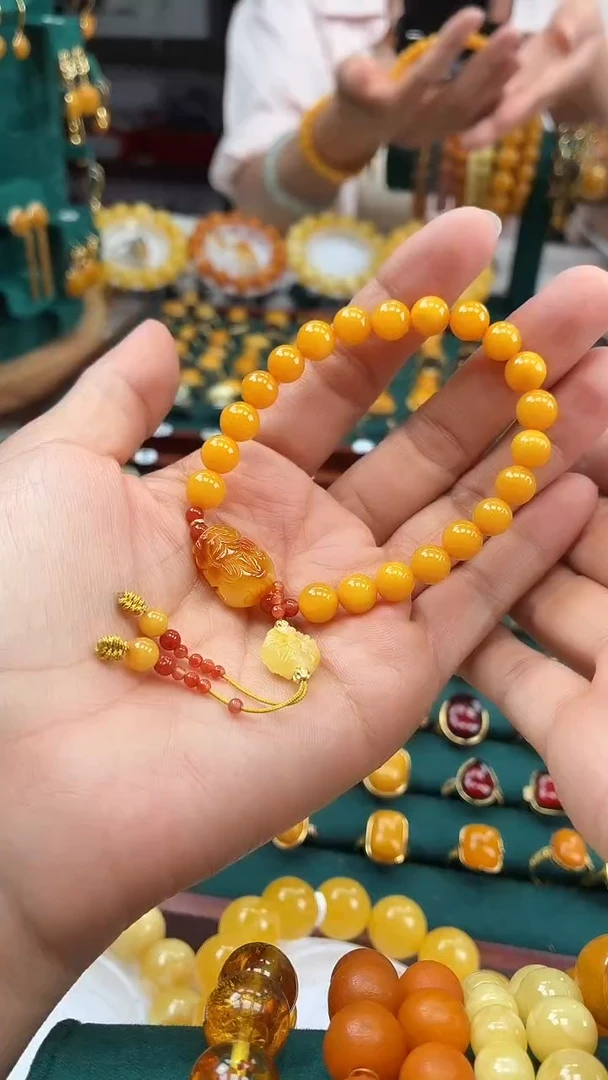 手串琥珀未镶嵌精品蜜蜡diy貔貅手串