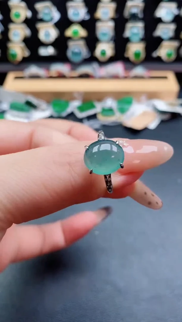 银S925镶嵌戒指翡翠1