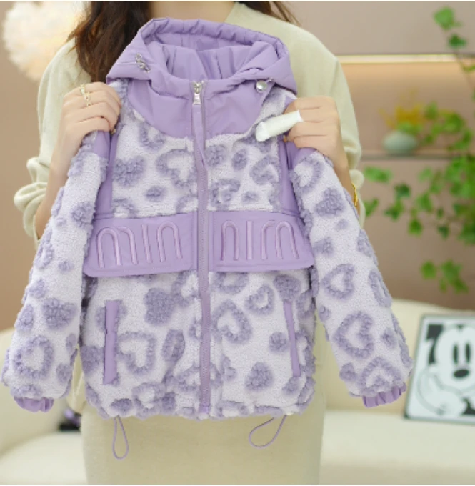 逗小铺【七尚】新款加绒加厚洋气女宝时尚韩版粉色厚外套wt009