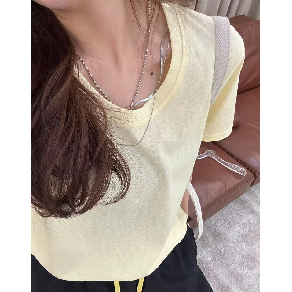 DEZI宝藏衣橱小字母纯色百搭显瘦女短袖T恤LS6268066