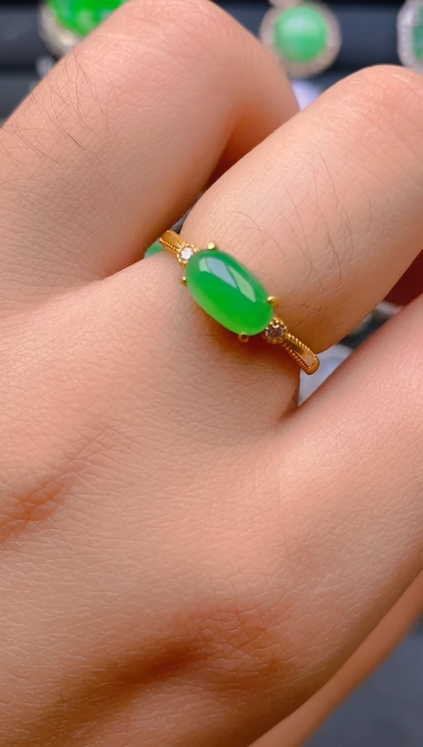 【闪购商品】翡翠戒指银S925镶嵌天然A货翡翠1