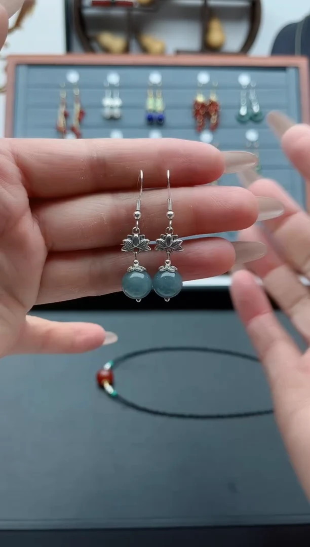 【闪购商品】玛瑙/玉髓耳饰银S925镶嵌01