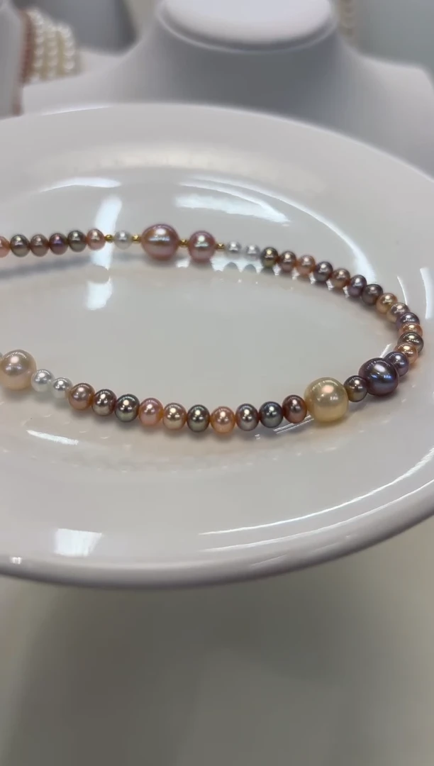 【闪购商品】淡水珍珠项链银S925镶嵌糖果