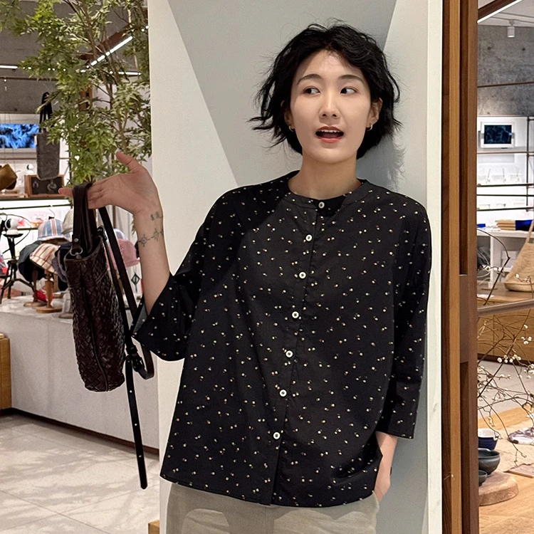 浪清/女装推荐 嘉珂娜时尚气质碎花衬衫44430#2025夏新款休闲上衣