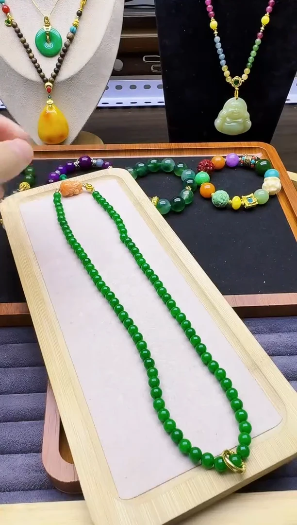 翡翠14K金镶嵌颈饰S157