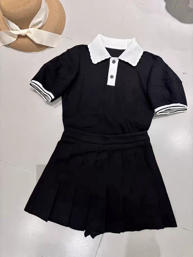 【济州岛】polo领短袖+短裙套装