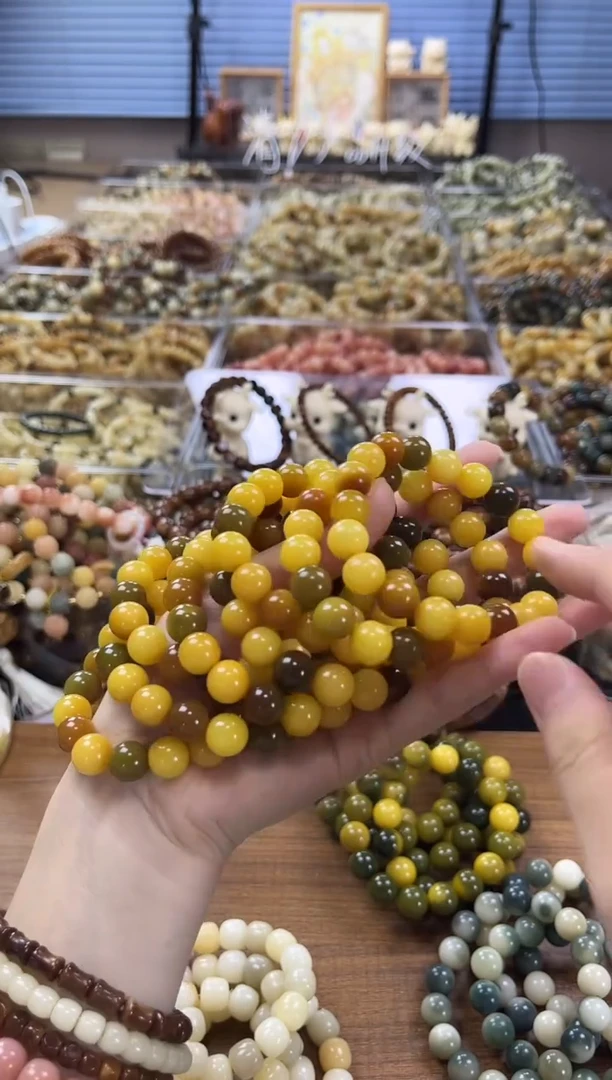 菩提根/象牙果手串【默认微瑕】染色+天然夹心蛋圆珠11