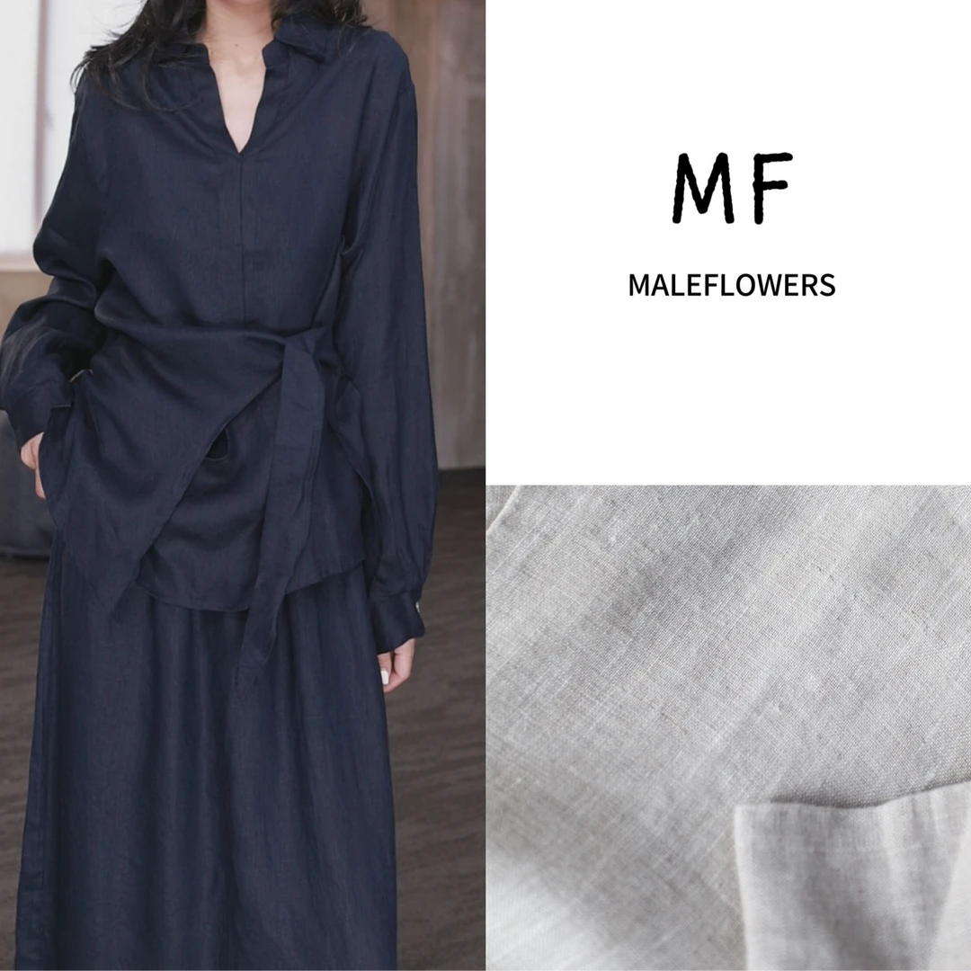 东倪MF 亚麻100粗支亚麻高奢极简半裙松紧腰显瘦通勤 85B6706