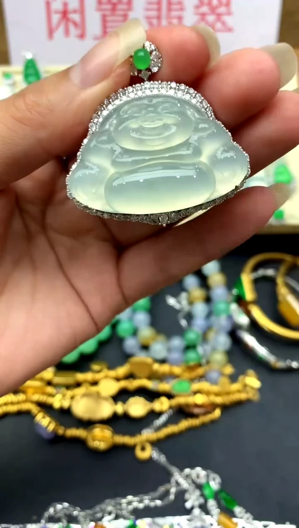 颈饰18K金镶嵌翡翠604-中国好珍宝