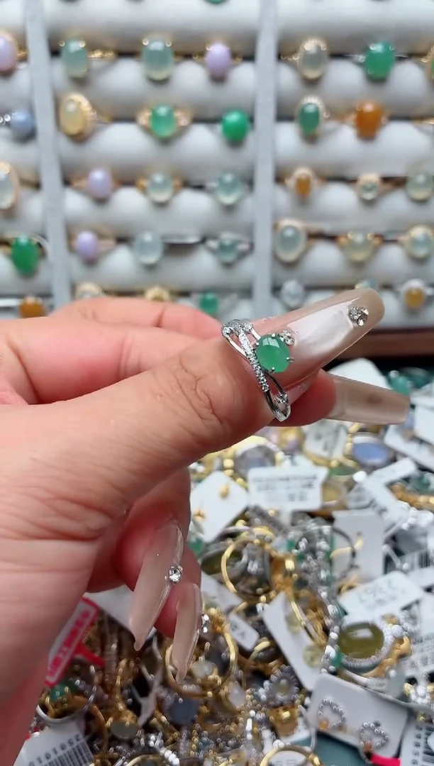 银S925镶嵌戒指翡翠.