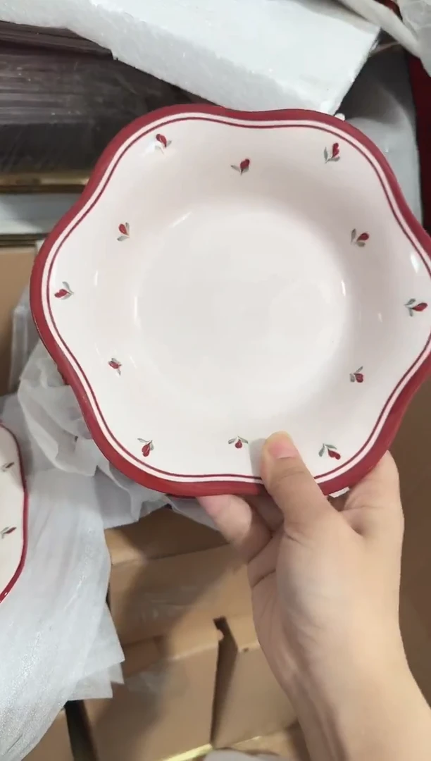 【正品】8寸郁金香【花边盘】 X2个别黑点针眼属正常