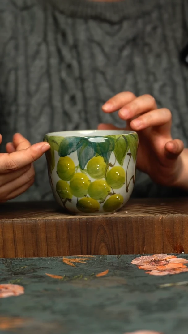 杯釉下彩手工手绘同款陶器