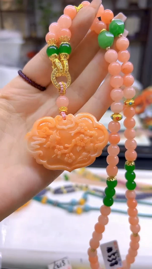 未镶嵌菱锰矿（红纹石）毛衣链DIY款M538