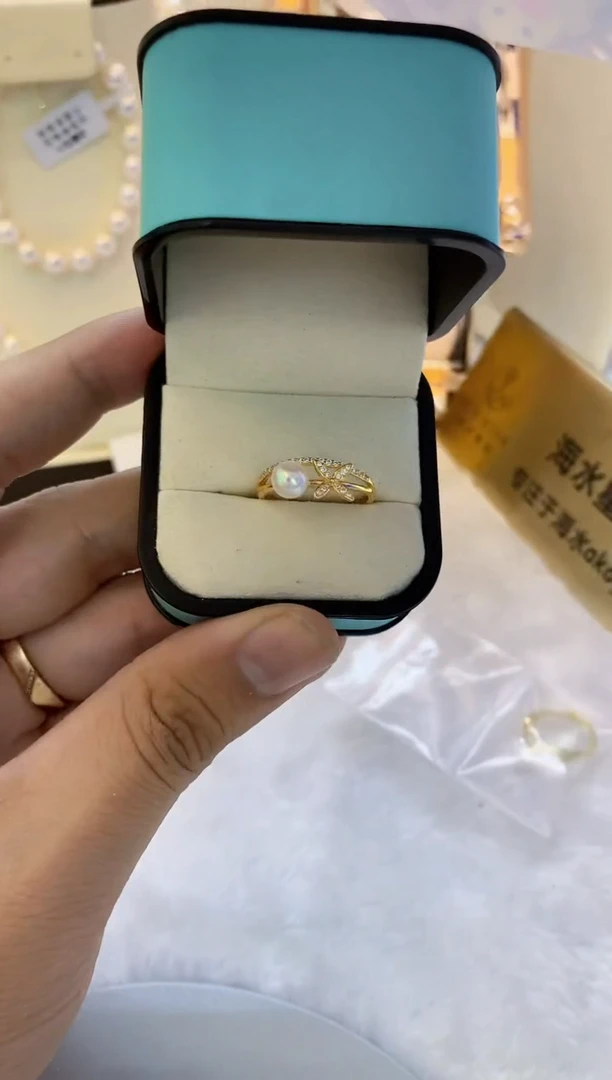 银S925镶嵌海水珍珠饰品戒指