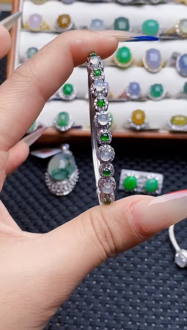 银S925镶嵌戒指翡翠6854