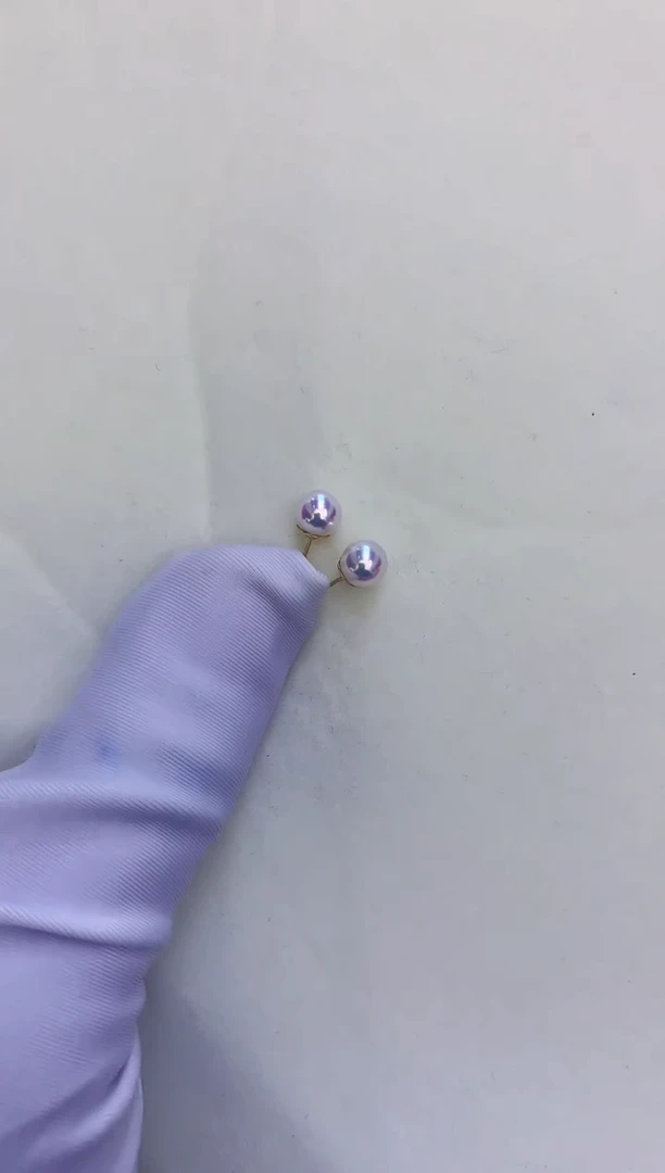 18K金镶嵌DA海水珍珠 GD001 5-6 素钉定制