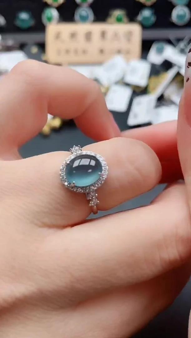 银S925镶嵌戒指翡翠1