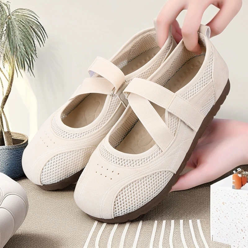 鞋子女夏季镂空透气网面鞋运动玛丽珍软底妈妈鞋薄底时尚休闲鞋女